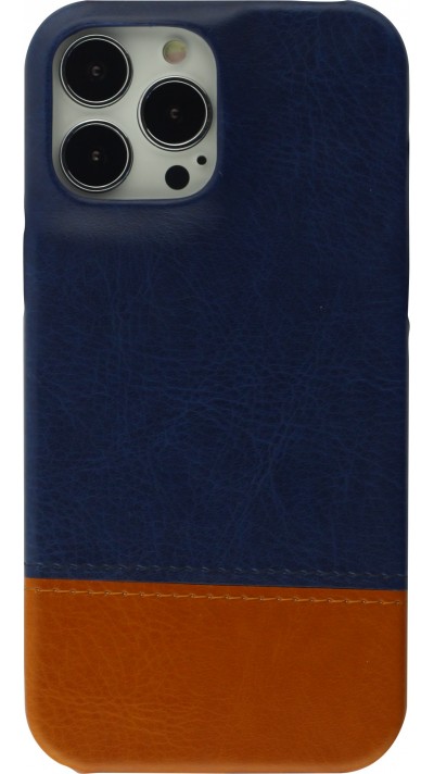 iPhone 13 Pro Max Case Hülle - Doppelleder blau - Braun