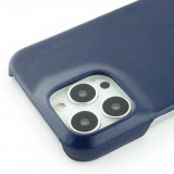 Coque iPhone 13 Pro Max - Double cuir bleu - Noir
