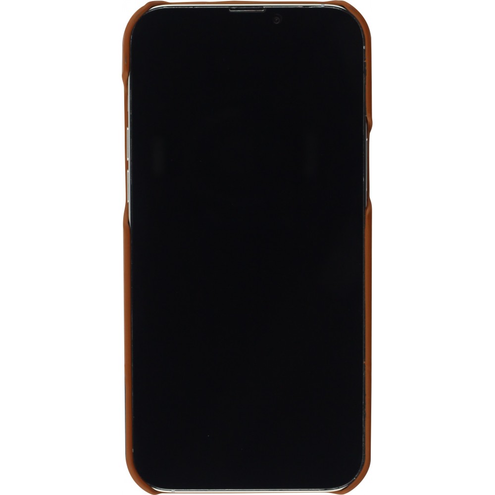 Coque iPhone 13 Pro Max - Double cuir brun clair - Noir