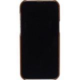 iPhone 13 Pro Max Case Hülle - Doppelleder hellbraun - Schwarz