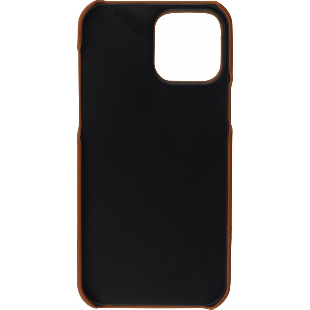 Coque iPhone 13 Pro Max - Double cuir brun clair - Noir
