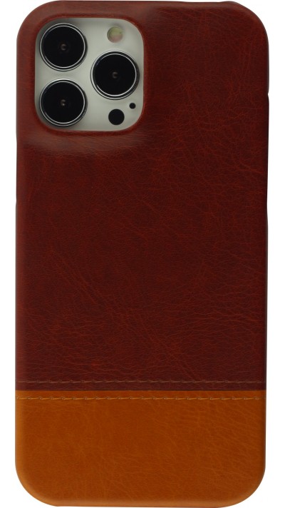 Coque iPhone 13 Pro Max - Double cuir brun foncé brun clair