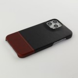 Coque iPhone 13 Pro Max - Double cuir noir - Brun