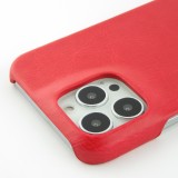 iPhone 13 Pro Max Case Hülle - Doppelleder rot - Braun