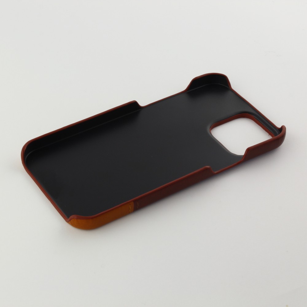 Coque iPhone 13 Pro Max - Double cuir rouge - Noir