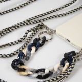 Coque iPhone 13 Pro Max - Gel silicone avec corde collier & chaîne de pierre décorative - Blanc