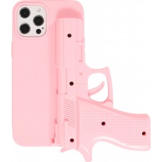 iPhone 12 Pro Max Case Hülle - Realistische Pistole 3D mit nutzbarem Abzughebel - Hellrosa