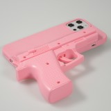 Coque iPhone 12 Pro Max - Pistolet réaliste en 3D avec gachette - Rose clair