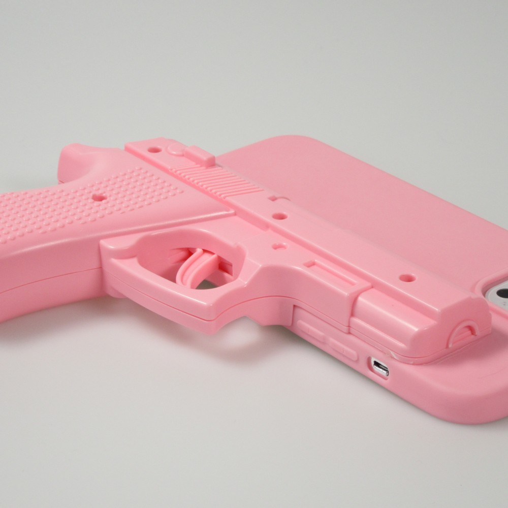 iPhone 12 Pro Max Case Hülle - Realistische Pistole 3D mit nutzbarem Abzughebel - Hellrosa