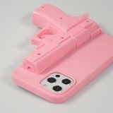Coque iPhone 12 Pro Max - Pistolet réaliste en 3D avec gachette - Rose clair