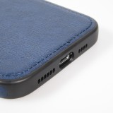 Coque iPhone 13 Pro Max - Premium Cuir avec surpiqûres et trou   - Bleu
