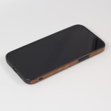 iPhone 13 Pro Max Case Hülle - Premium Leder mit Ziernähten und Loch   - Braun