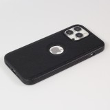 Coque iPhone 13 Pro Max - Premium Cuir avec surpiqûres et trou   - Noir