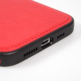 iPhone 13 Pro Max Case Hülle - Premium Leder mit Ziernähten und Loch   - Rot