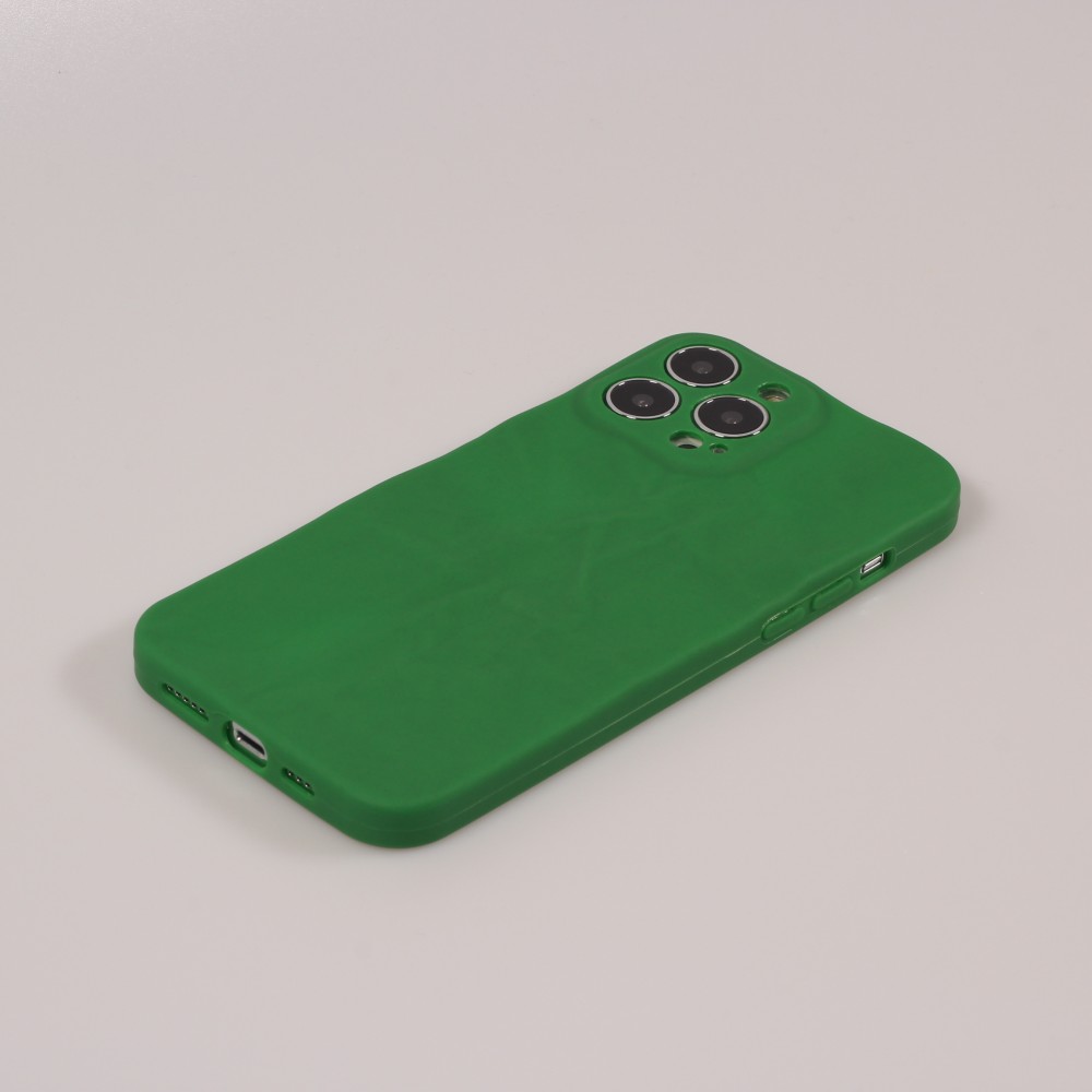 Coque iPhone 13 Pro Max - Silicone 3D texture papier froissé - Vert