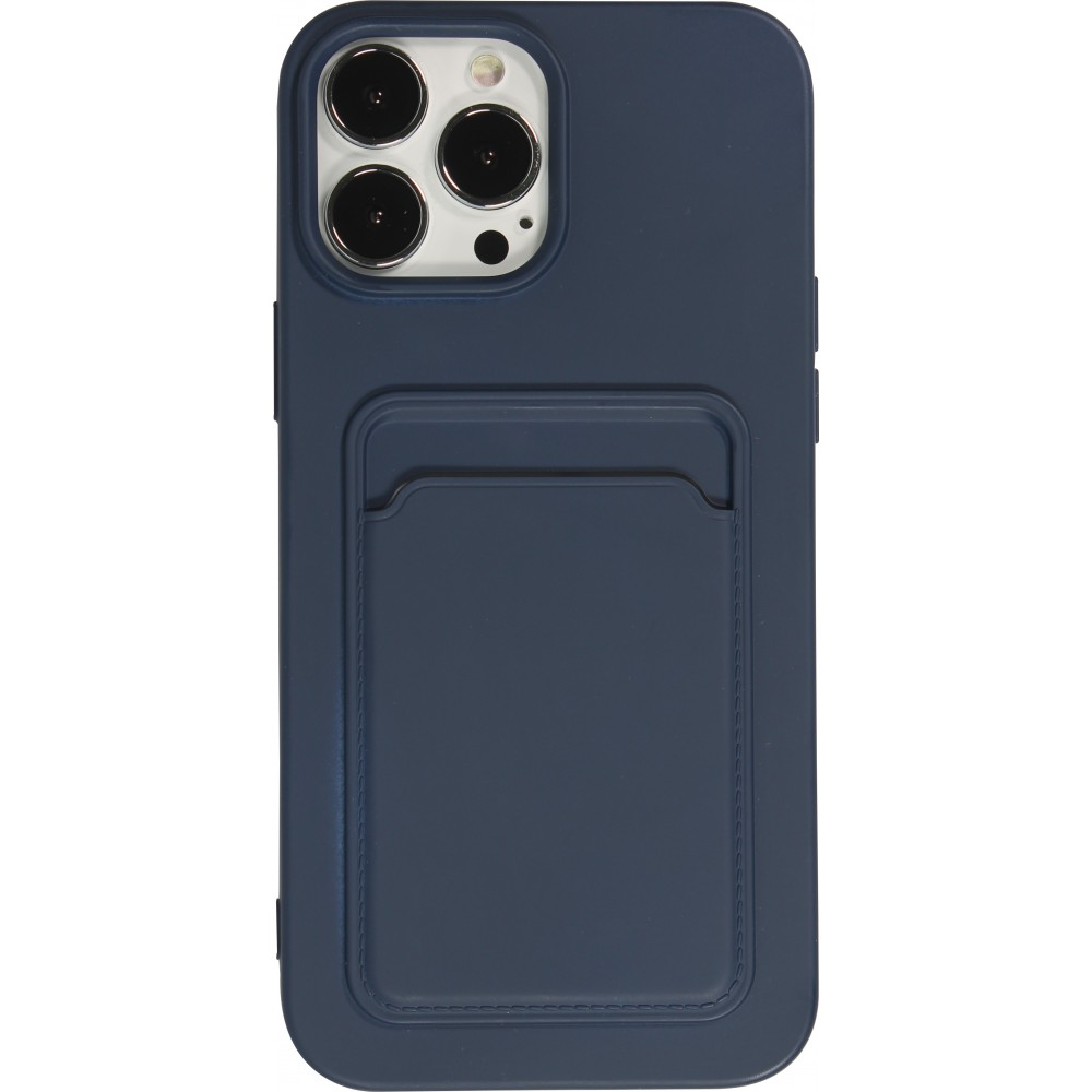 iPhone 13 Pro Max Case Hülle - Soft Touch Kartenhalter - Dunkelblau