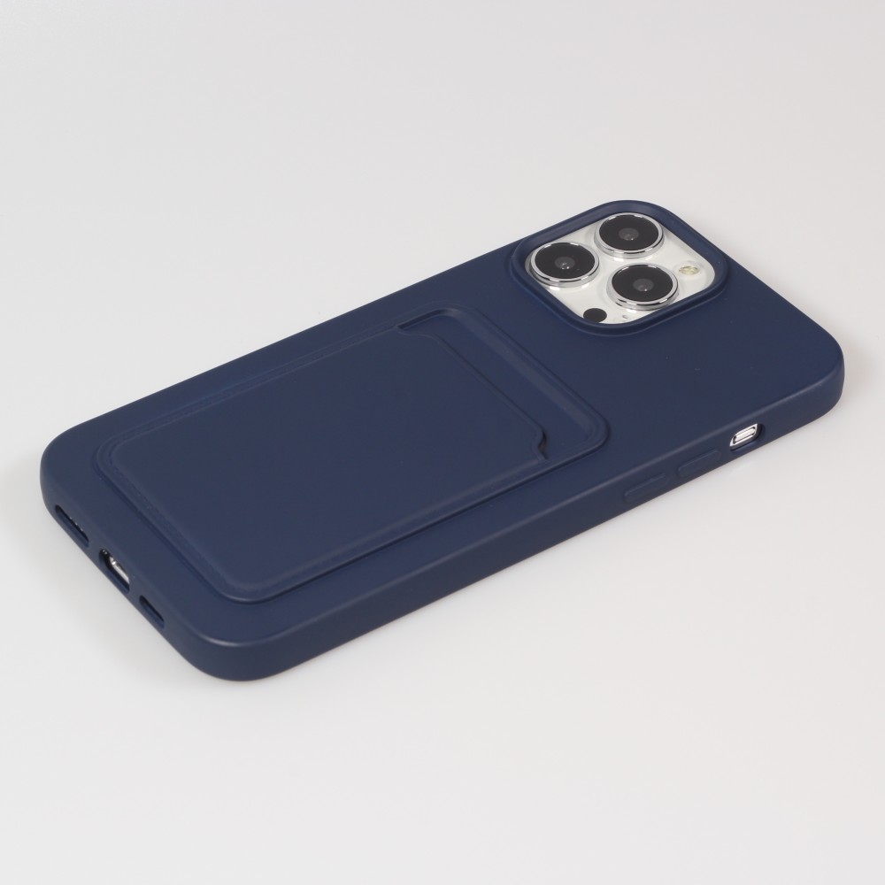 iPhone 13 Pro Max Case Hülle - Soft Touch Kartenhalter - Dunkelblau