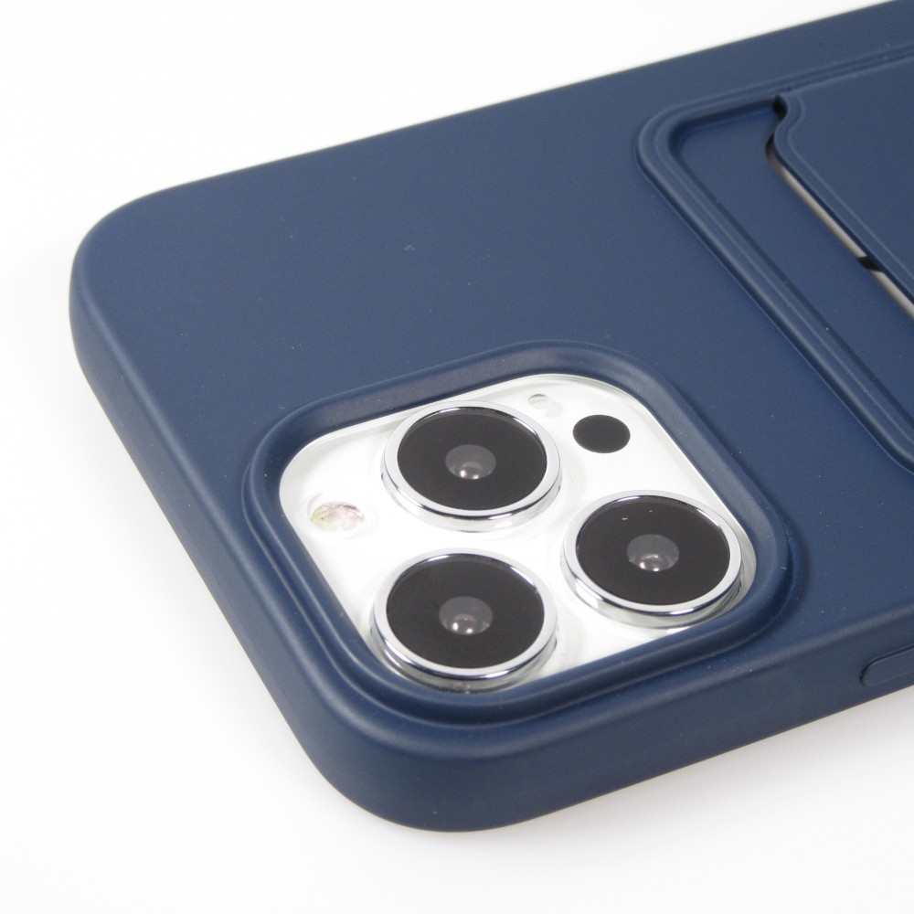 iPhone 13 Pro Max Case Hülle - Soft Touch Kartenhalter - Dunkelblau