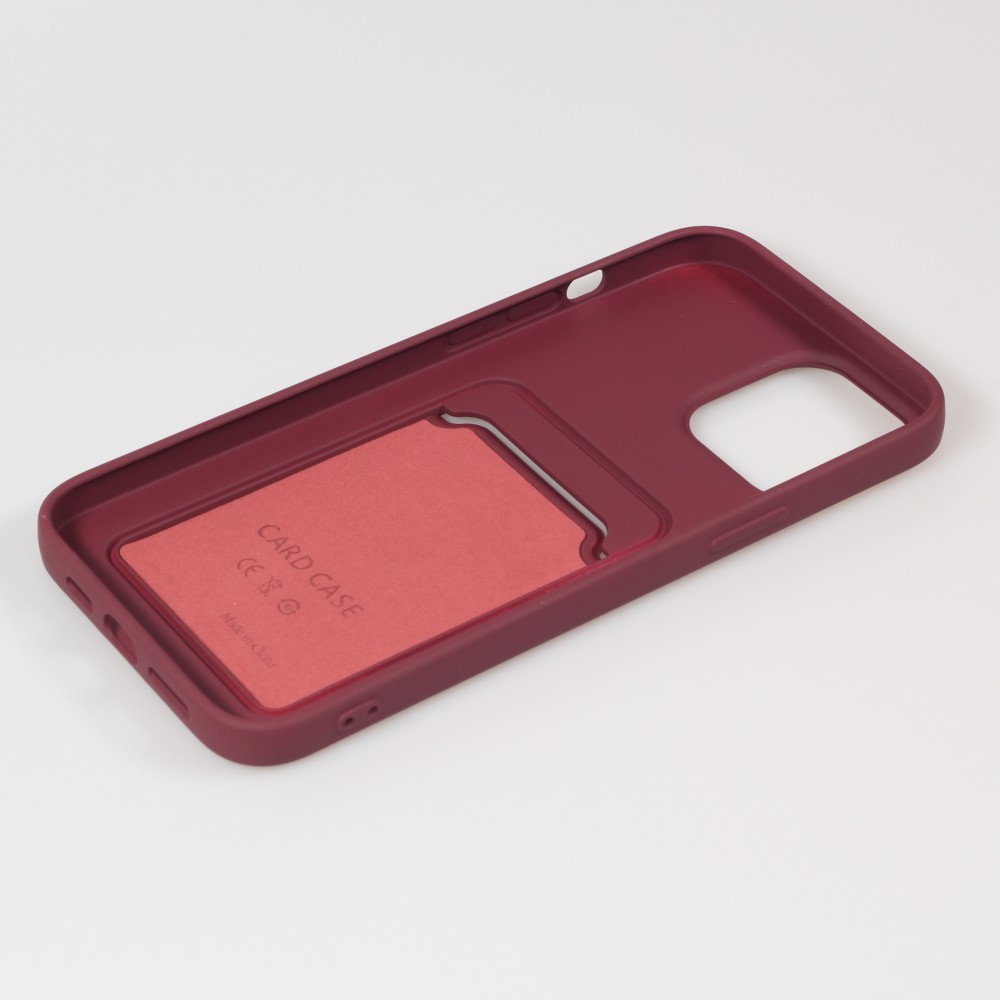 iPhone 13 Pro Max Case Hülle - Soft Touch Kartenhalter - Bordeau