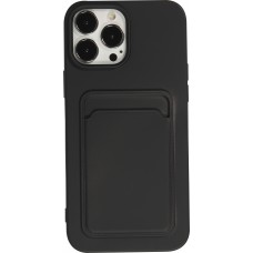 iPhone 13 Pro Max Case Hülle - Soft Touch Kartenhalter - Schwarz
