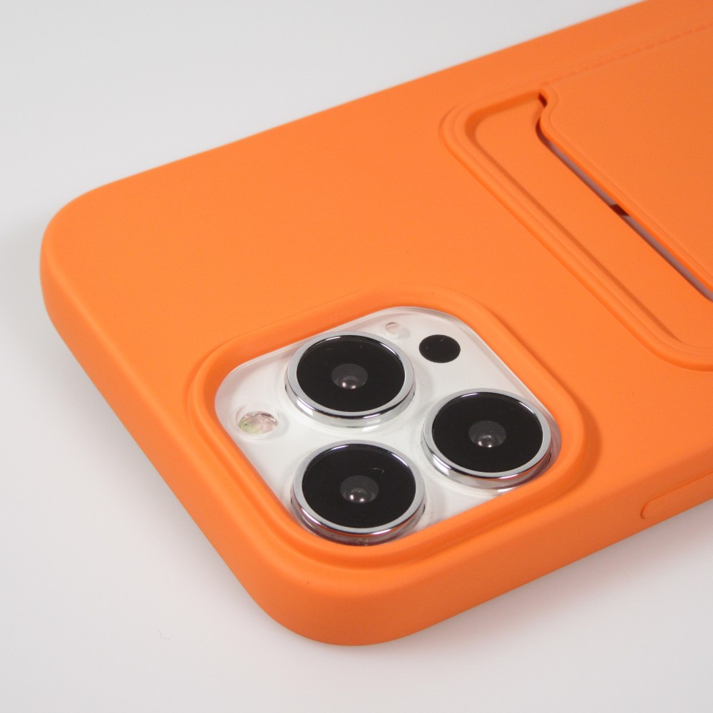 iPhone 13 Pro Max Case Hülle - Soft Touch Kartenhalter - Orange