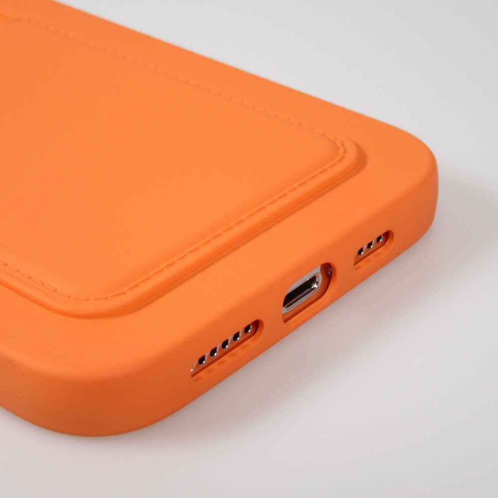 iPhone 13 Pro Max Case Hülle - Soft Touch Kartenhalter - Orange