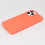 iPhone 13 Pro Max Case Hülle - Soft Touch Kartenhalter - - Lachs- Rosa