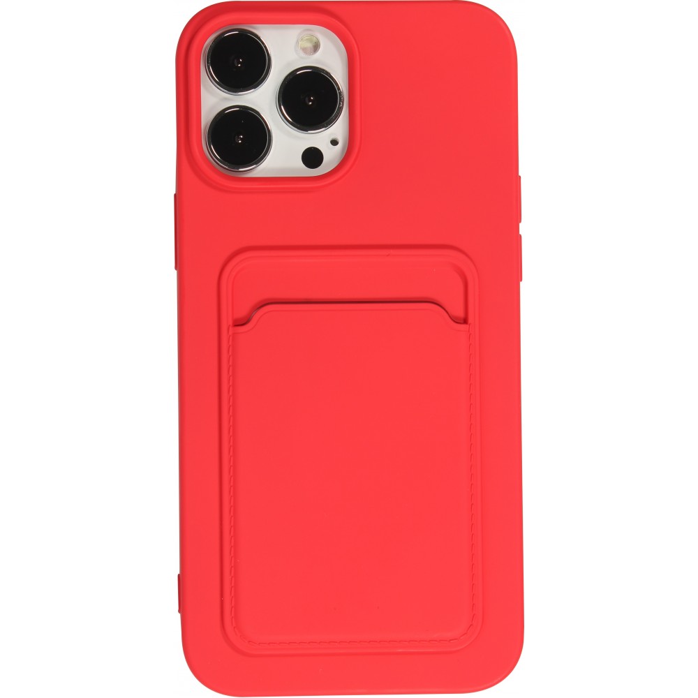 iPhone 13 Pro Max Case Hülle - Soft Touch Kartenhalter - Rot