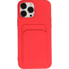 iPhone 13 Pro Max Case Hülle - Soft Touch Kartenhalter - Rot