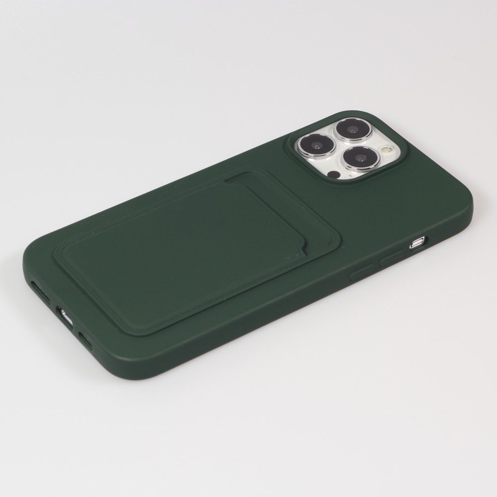 iPhone 13 Pro Max Case Hülle - Soft Touch Kartenhalter - Dunkelgrün