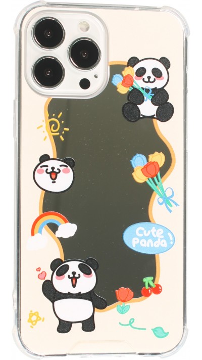 iPhone 12 / 12 Pro Case Hülle - Silikon Bumper mit verstärkten Ecken Spiegel - Cute Panda