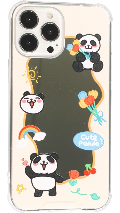 Coque iPhone 13 Pro Max - silicone bumper avec coins renforcés miroir - Cute Panda