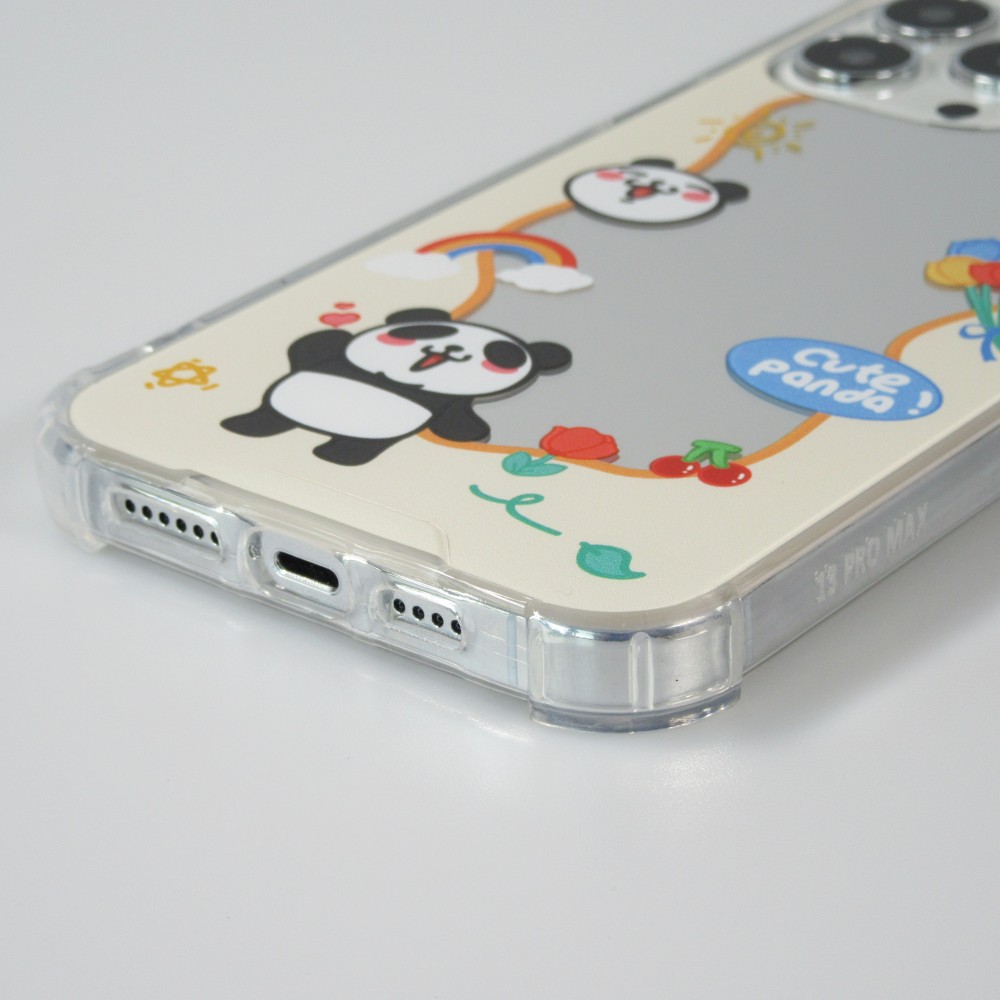 iPhone 13 Pro Max Case Hülle - Silikon Bumper mit verstärkten Ecken Spiegel - Cute Panda