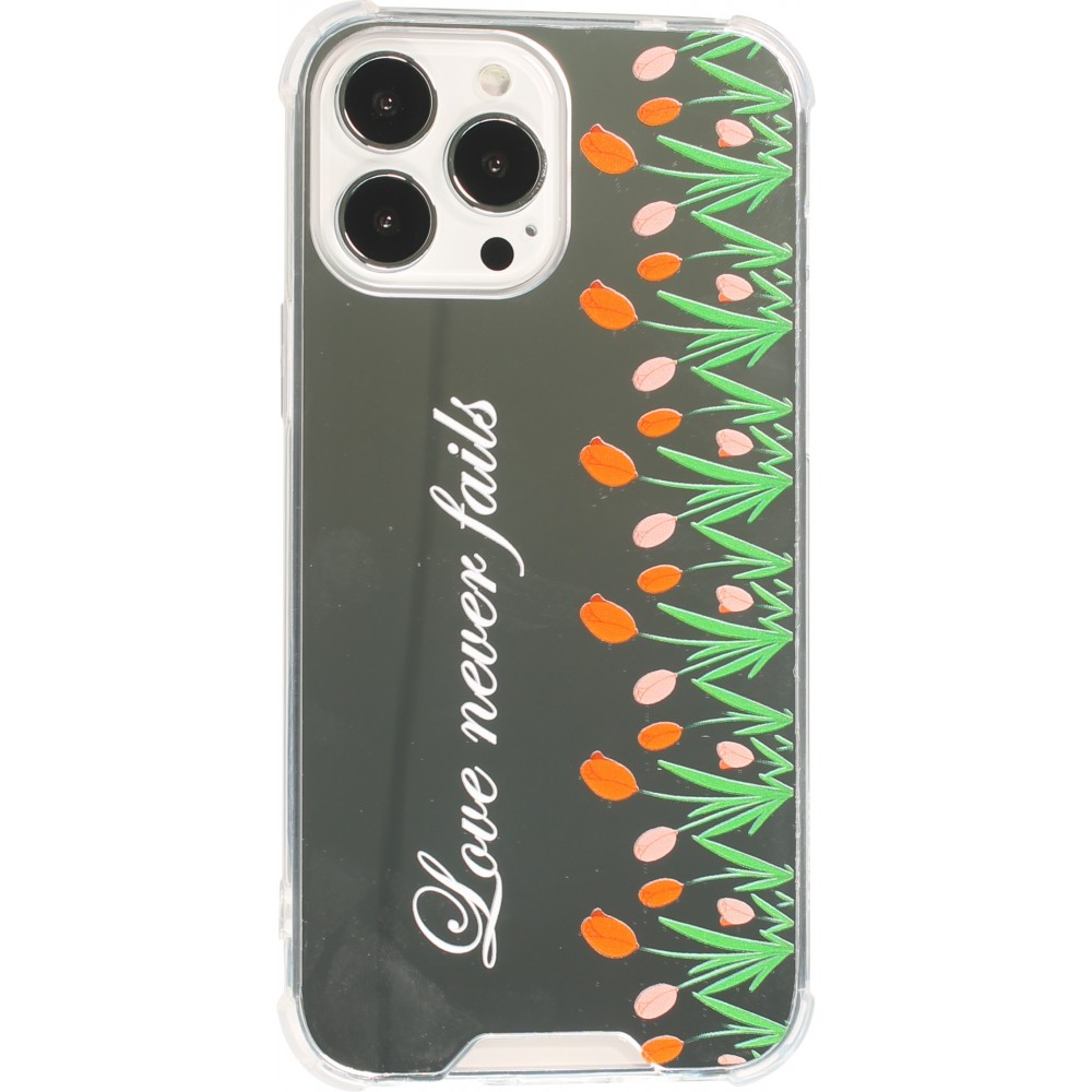 Coque iPhone 12 / 12 Pro - silicone bumper avec coins renforcés miroir - Love