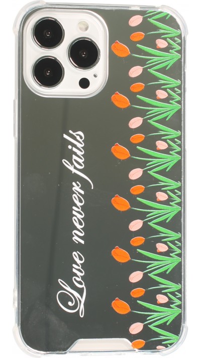 iPhone 13 Pro Max Case Hülle - Silikon Bumper mit verstärkten Ecken Spiegel - Love