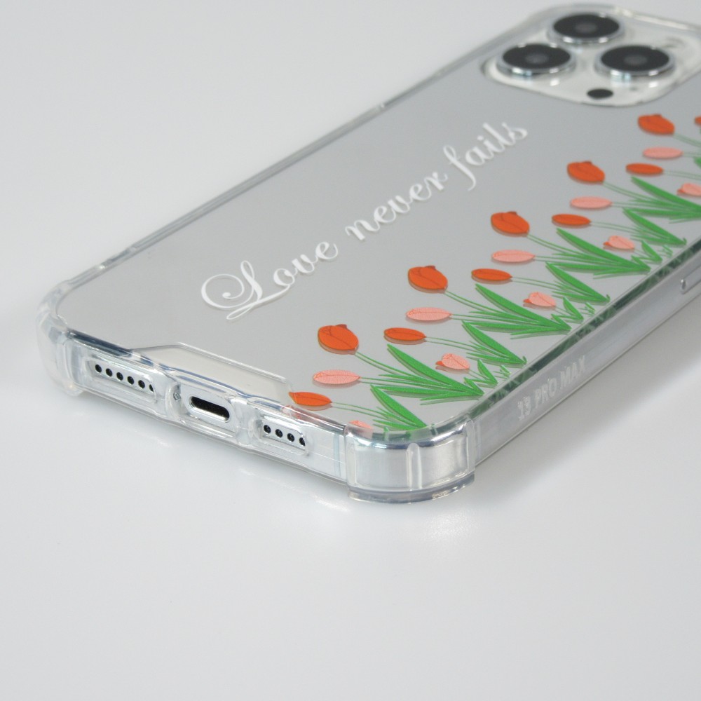Coque iPhone 12 / 12 Pro - silicone bumper avec coins renforcés miroir - Love