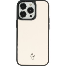 iPhone 13 Pro Case Hülle - NOPAAL Hülle aus echtem Kaktusleder mit Silikon Rand TPU - Weiss