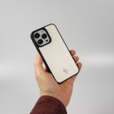 iPhone 13 Pro Case Hülle - NOPAAL Hülle aus echtem Kaktusleder mit Silikon Rand TPU - Weiss