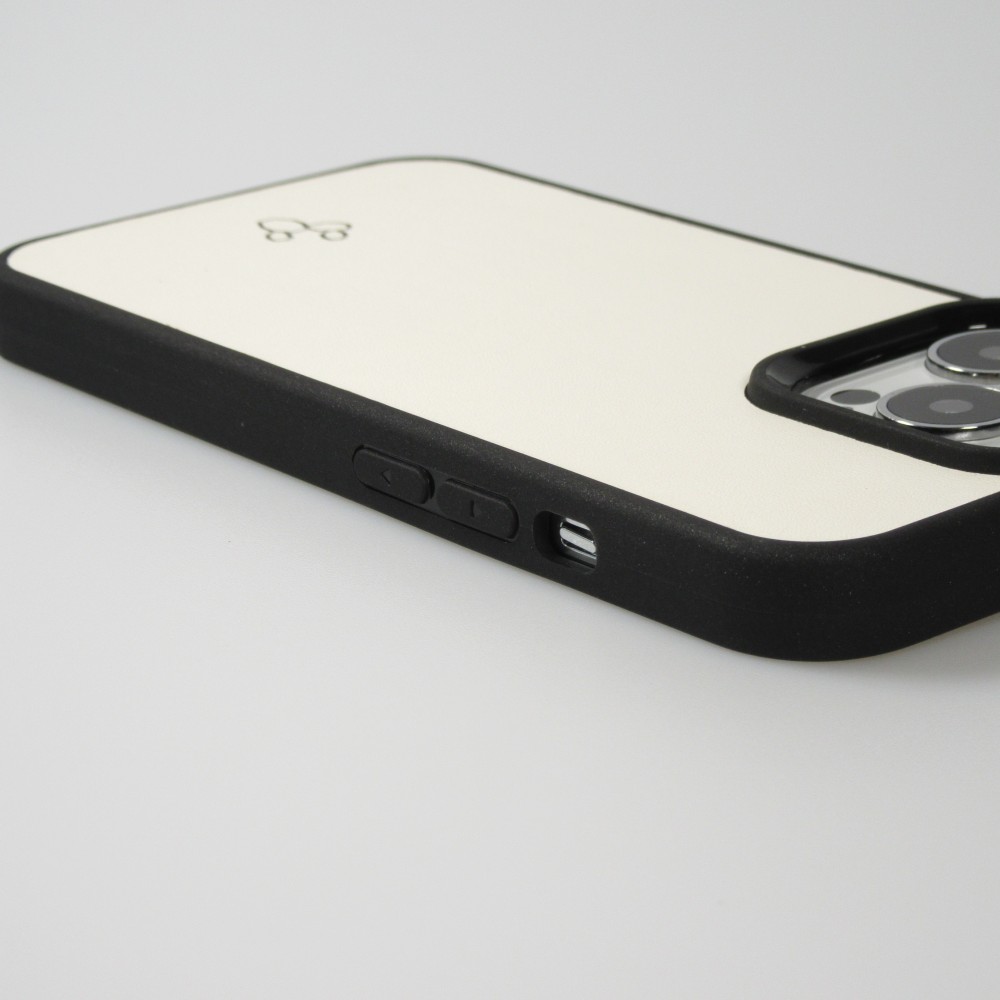 iPhone 13 Pro Case Hülle - NOPAAL Hülle aus echtem Kaktusleder mit Silikon Rand TPU - Weiss