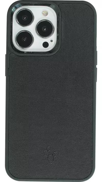 Coque iPhone 13 Pro - NOPAAL cuir de cactus vegan bords silicone TPU - Noir