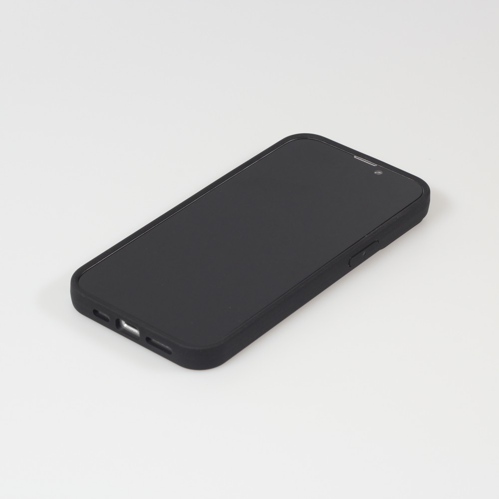 iPhone 13 Pro Case Hülle - NOPAAL Hülle aus echtem Kaktusleder mit Silikon Rand TPU - Schwarz