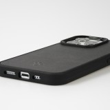 iPhone 13 Pro Case Hülle - NOPAAL Hülle aus echtem Kaktusleder mit Silikon Rand TPU - Schwarz