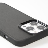 Coque iPhone 13 Pro - NOPAAL cuir de cactus vegan bords silicone TPU - Noir