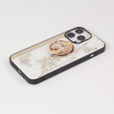 iPhone 13 Pro Max Case Hülle - Perlmutt Schmetterling Strass mit Videounterstützung - Weiss
