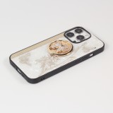 iPhone 13 Pro Case Hülle - Perlmutt Schmetterling Strass mit Videounterstützung - Weiss