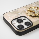 iPhone 13 Pro Case Hülle - Perlmutt Schmetterling Strass mit Videounterstützung - Rosa