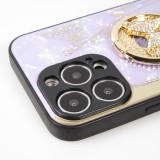 iPhone 13 Pro Case Hülle - Perlmutt Schmetterling Strass mit Videounterstützung - Violett