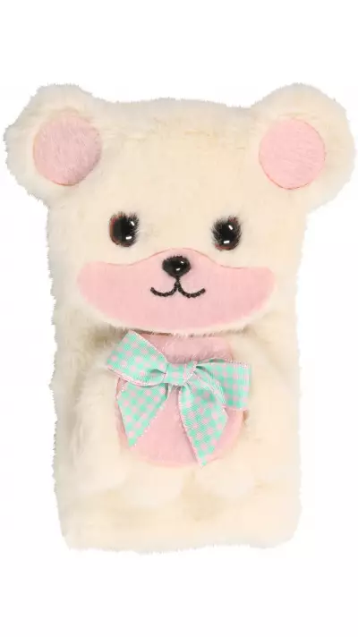 Coque iPhone 13 Pro - Peluche 3D Ourson ruban - Blanc
