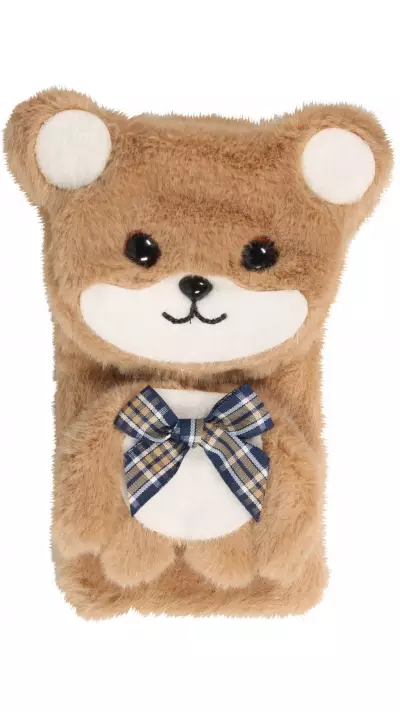 Coque iPhone 13 Pro - Peluche 3D Ourson ruban - Brun