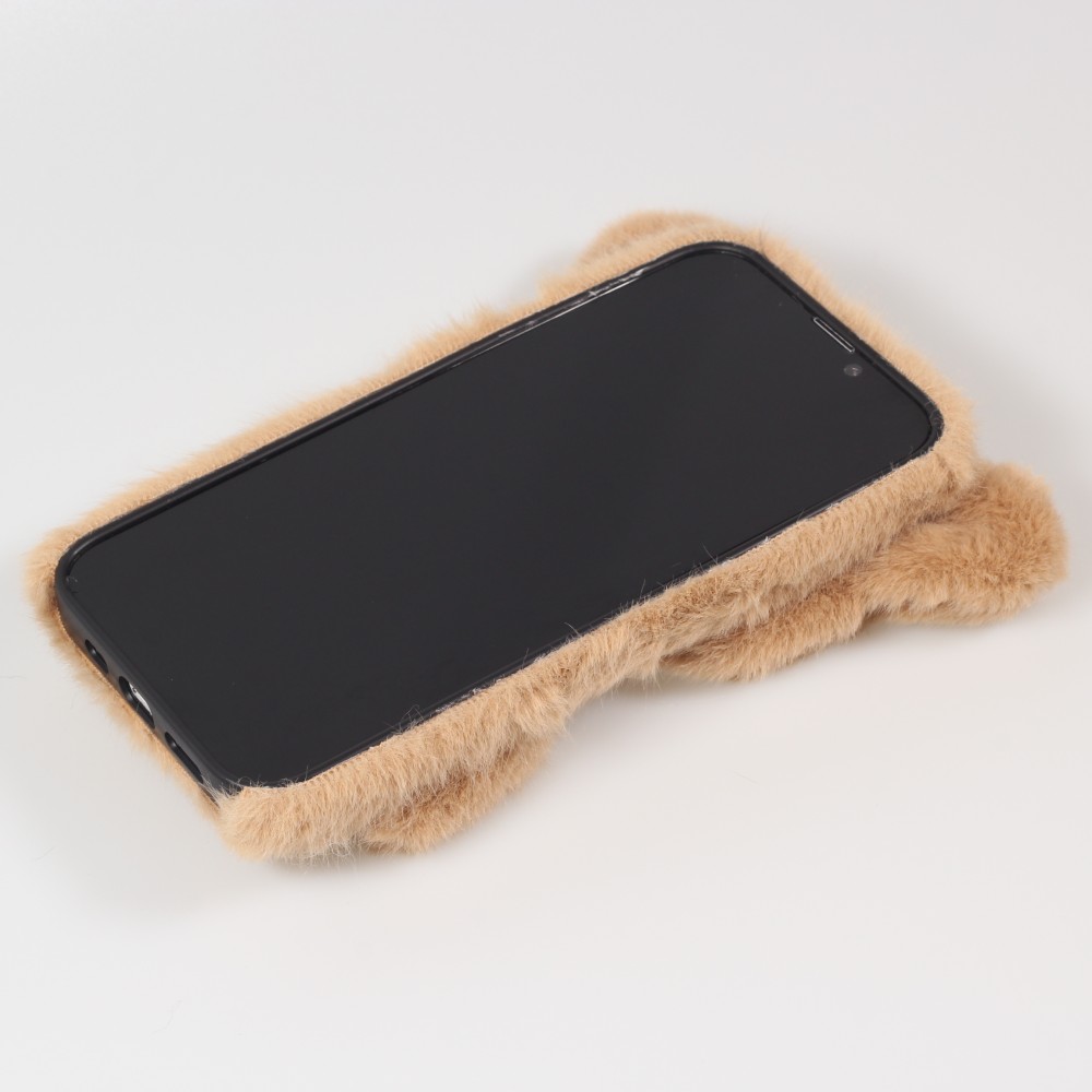 Coque iPhone 13 Pro Max - Peluche 3D Ourson ruban - Brun